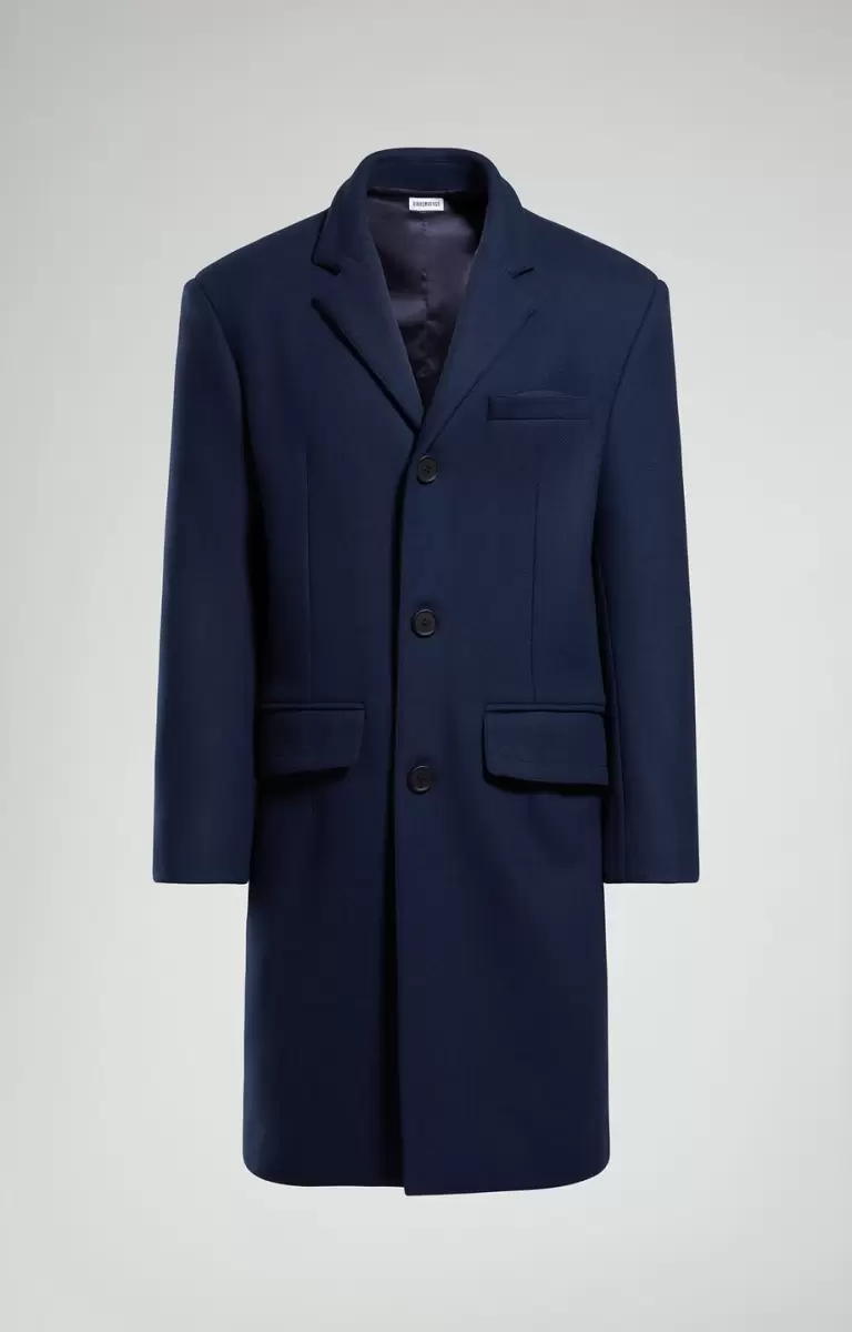 Men's Coat With Chain Print Dress Blues Blazers & Vestes Homme Bikkembergs - 1
