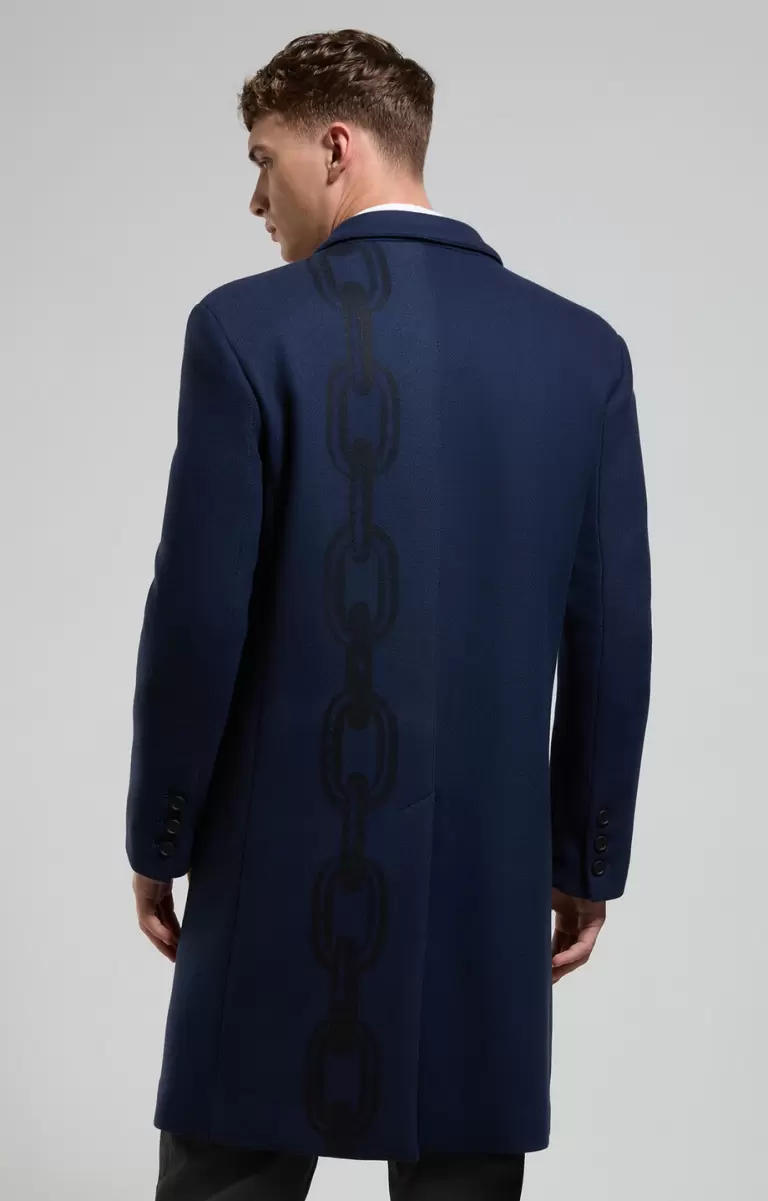 Men's Coat With Chain Print Dress Blues Blazers & Vestes Homme Bikkembergs - 2