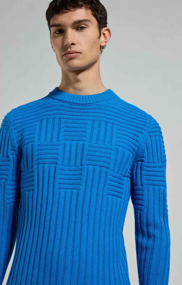 Tricots Princess Blue Bikkembergs Homme Men's All-Over Knit Sweater