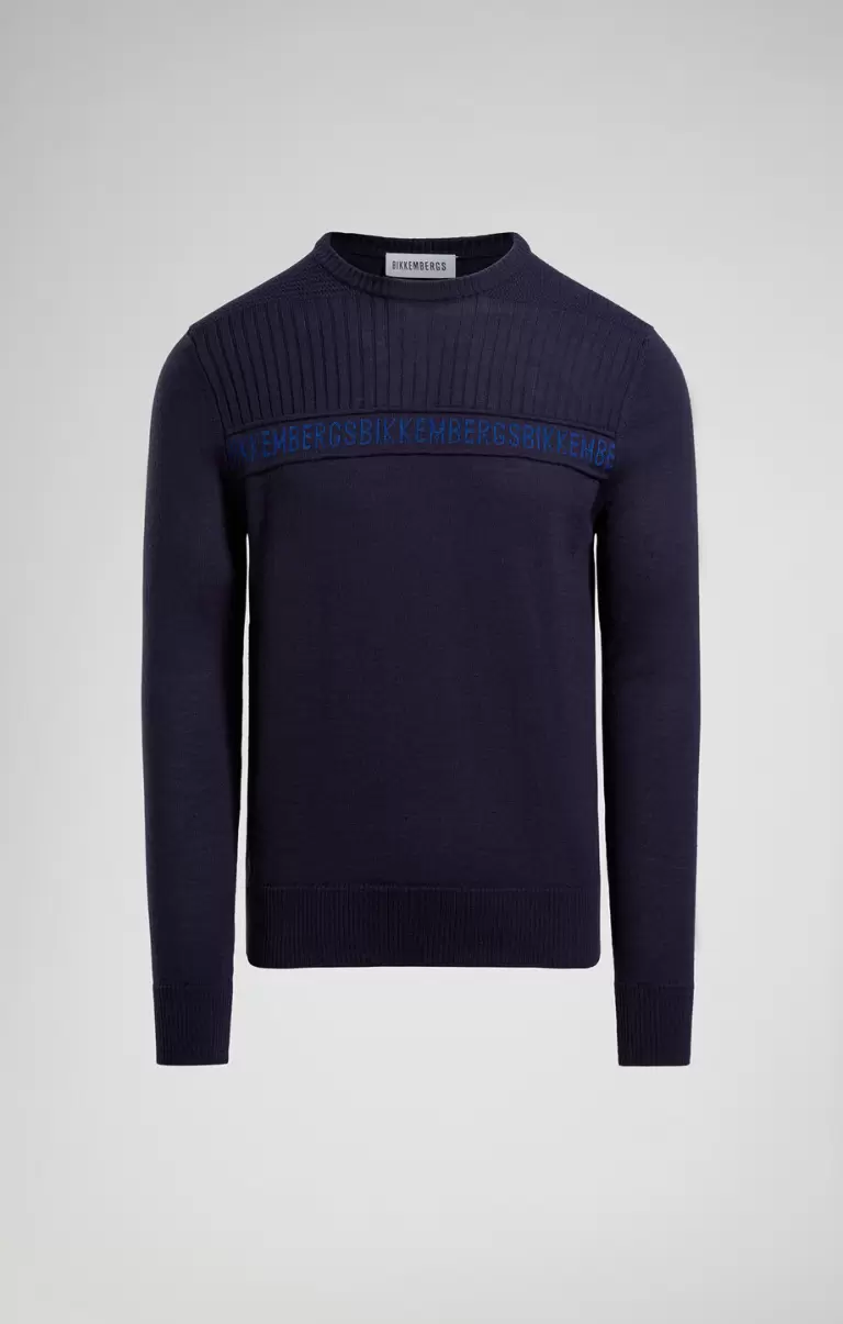 Bikkembergs Homme Men's Sweater With Ribbed Detail Dress Blues Tricots - 1