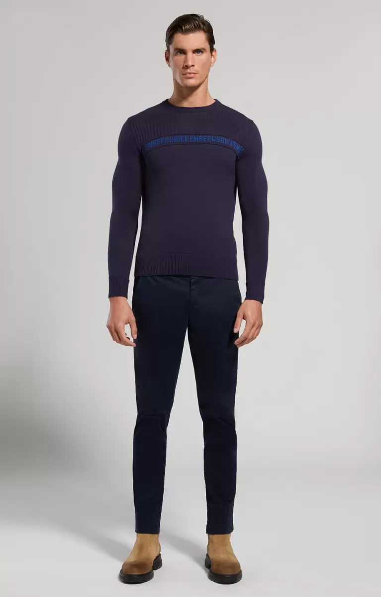 Bikkembergs Homme Men's Sweater With Ribbed Detail Dress Blues Tricots - 3