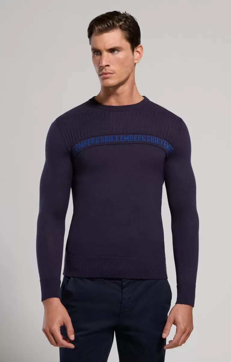 Bikkembergs Homme Men's Sweater With Ribbed Detail Dress Blues Tricots - 4