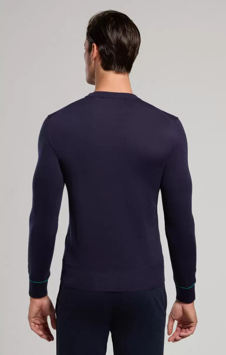Dress Blues Bikkembergs Men's Pullover With Jacquard Logo Homme Tricots - 2