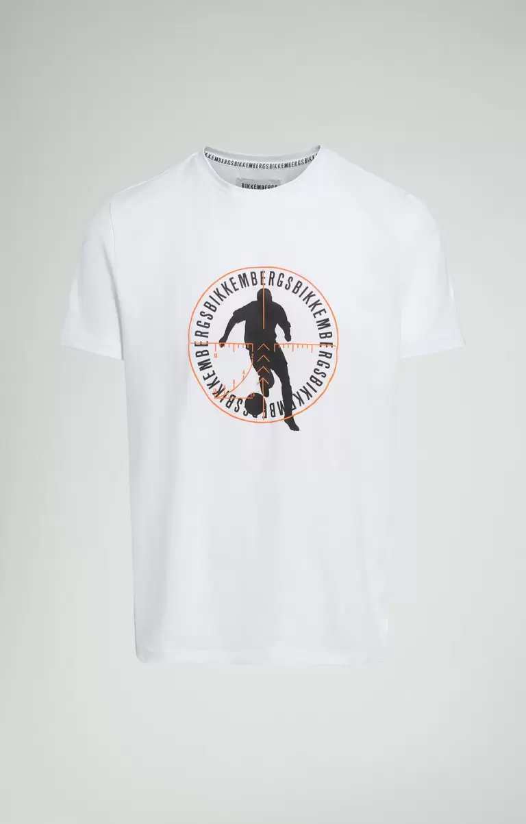 Soccer Print Men's T-Shirt White Homme Bikkembergs T-Shirts - 1