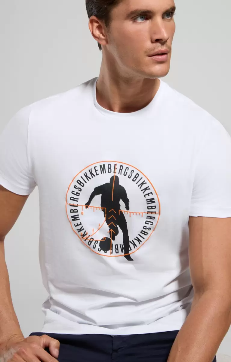 Soccer Print Men's T-Shirt White Homme Bikkembergs T-Shirts