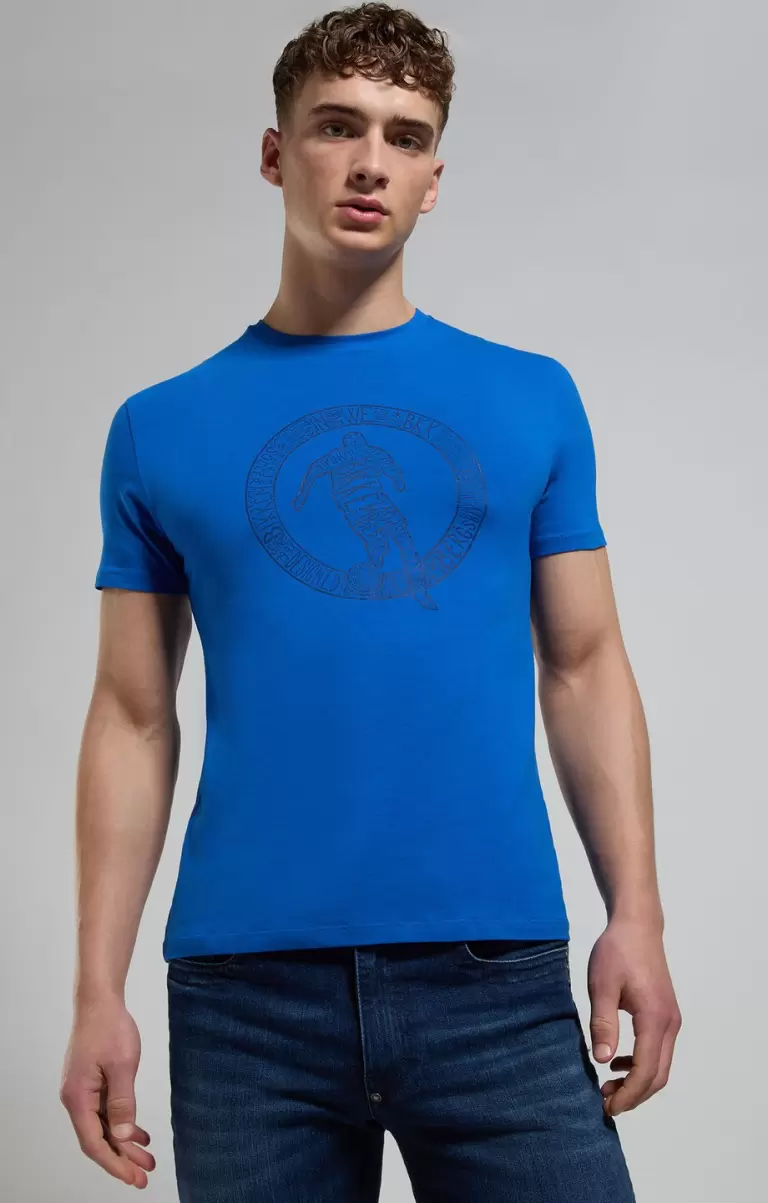 Bikkembergs Homme T-Shirts Princess Blue Men's T-Shirt With Keyword Print