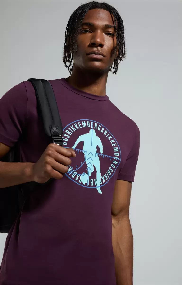 T-Shirts Soccer Print Men's T-Shirt Potent Purple Bikkembergs Homme