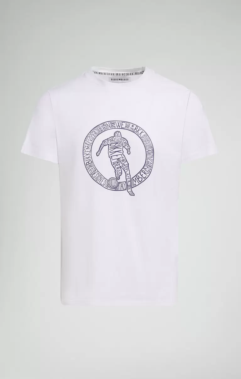 Homme White T-Shirts Bikkembergs Men's T-Shirt With Keyword Print - 1