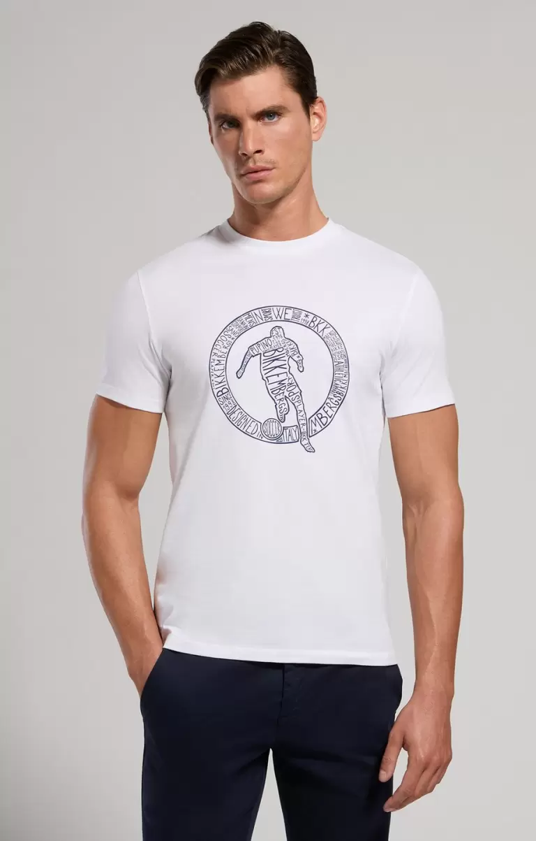Homme White T-Shirts Bikkembergs Men's T-Shirt With Keyword Print - 4