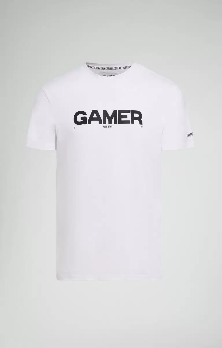 Homme T-Shirts Men's T-Shirt With Gamer Print White Bikkembergs - 1