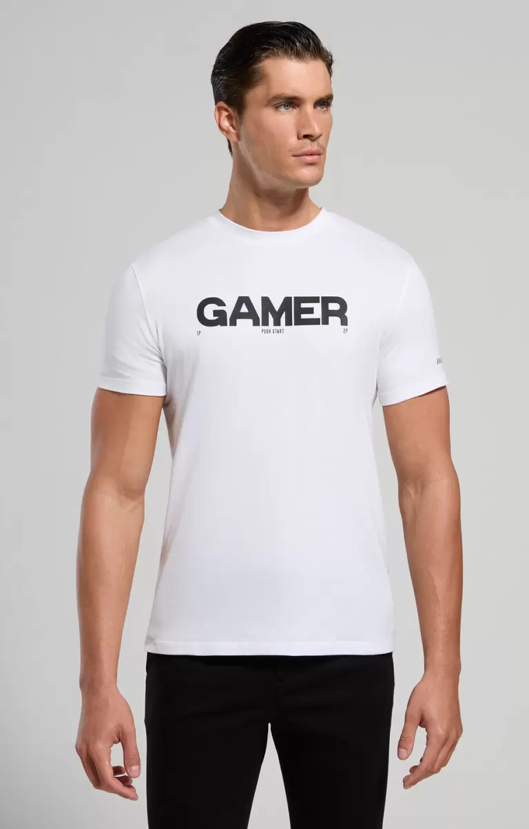 Homme T-Shirts Men's T-Shirt With Gamer Print White Bikkembergs - 4