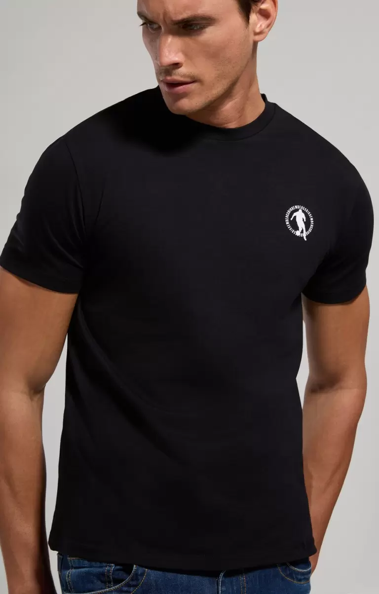Men's Laser Print T-Shirt Homme Black Bikkembergs T-Shirts