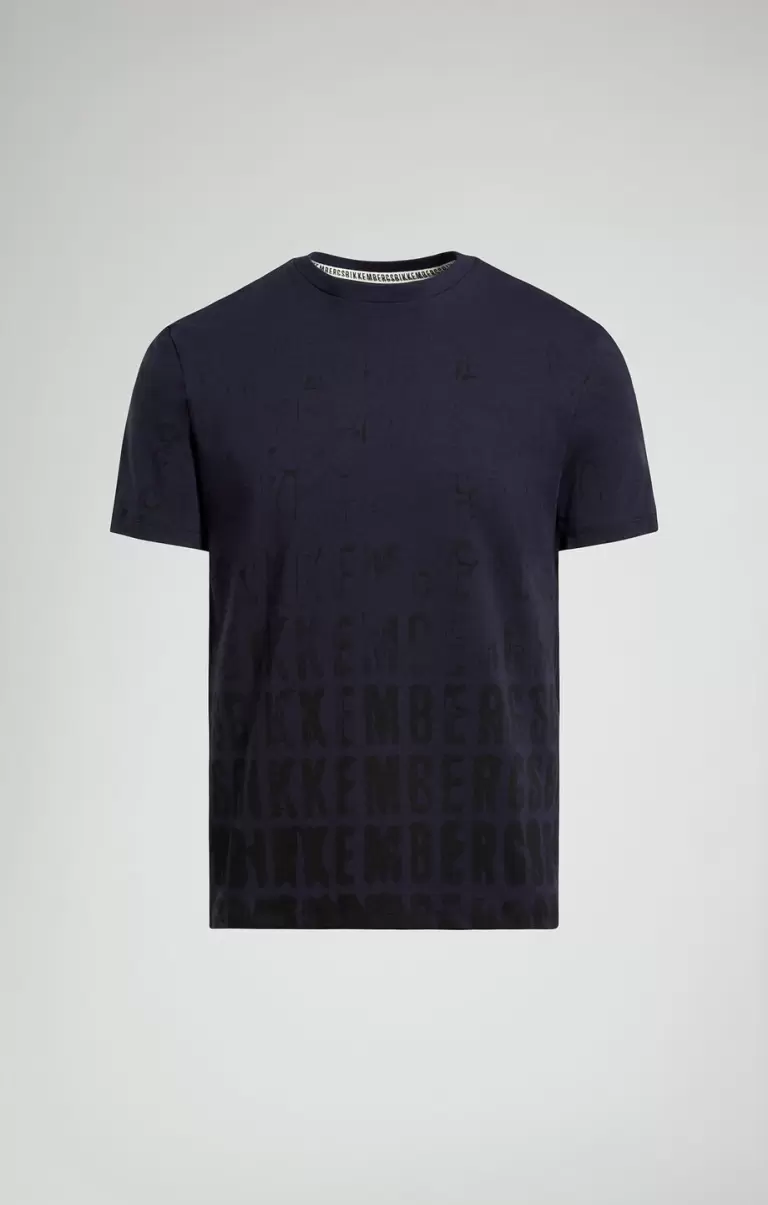 Homme T-Shirts Dress Blues Men's T-Shirt With Faded Print Bikkembergs - 1