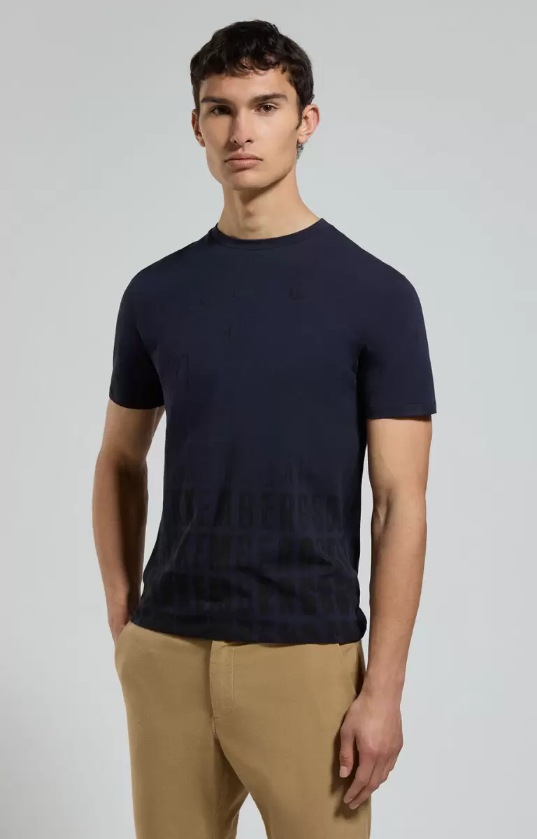 Homme T-Shirts Dress Blues Men's T-Shirt With Faded Print Bikkembergs - 4