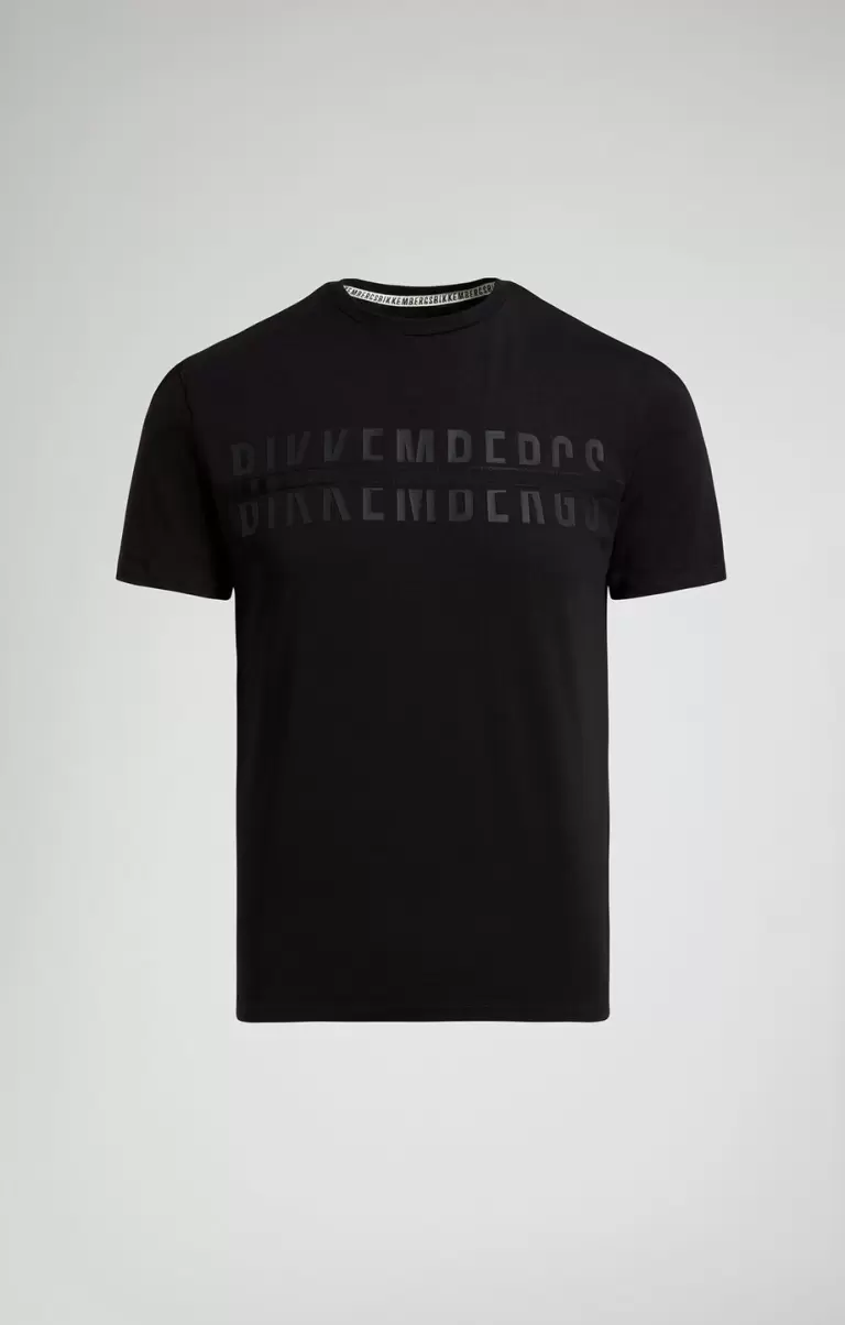 Homme T-Shirts Bikkembergs Men's T-Shirt With Applique Black - 1