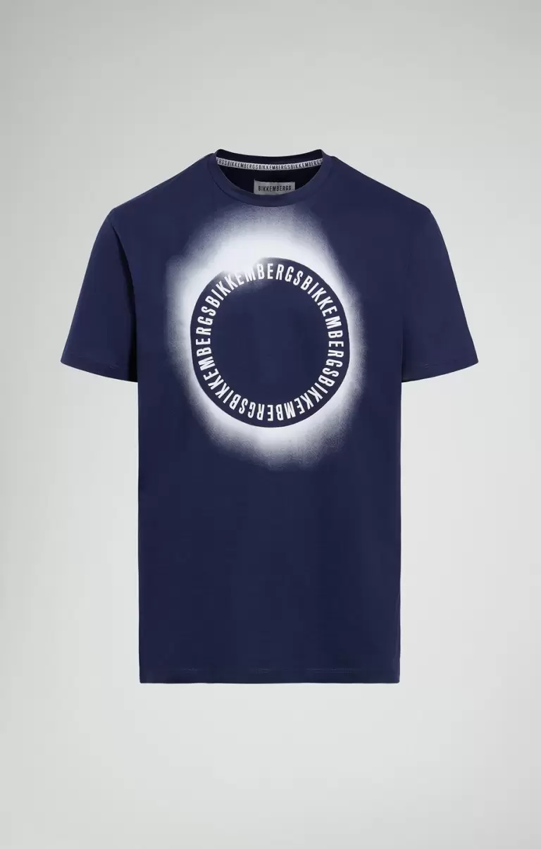 Men's Print T-Shirt Homme Dress Blues T-Shirts Bikkembergs - 1