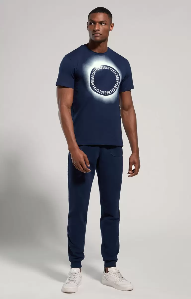 Men's Print T-Shirt Homme Dress Blues T-Shirts Bikkembergs - 3