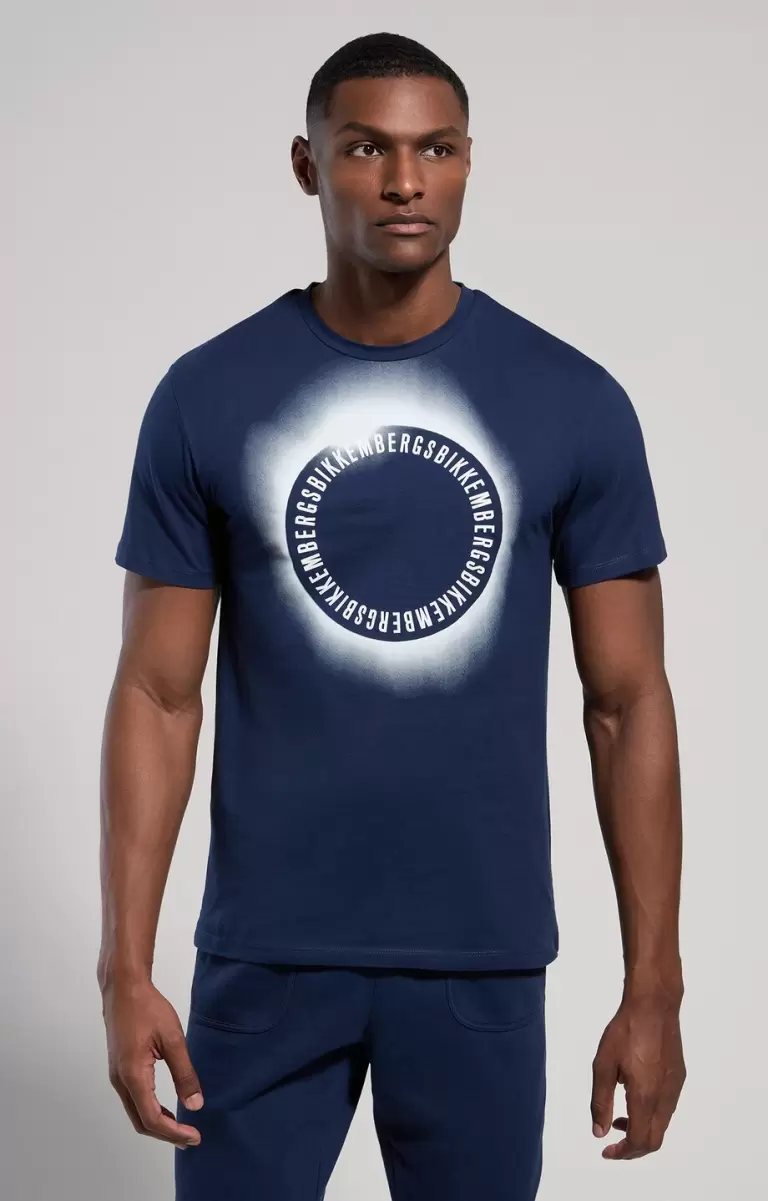 Men's Print T-Shirt Homme Dress Blues T-Shirts Bikkembergs - 4