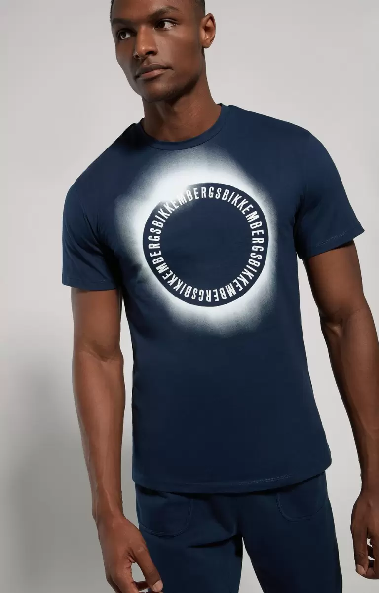 Men's Print T-Shirt Homme Dress Blues T-Shirts Bikkembergs