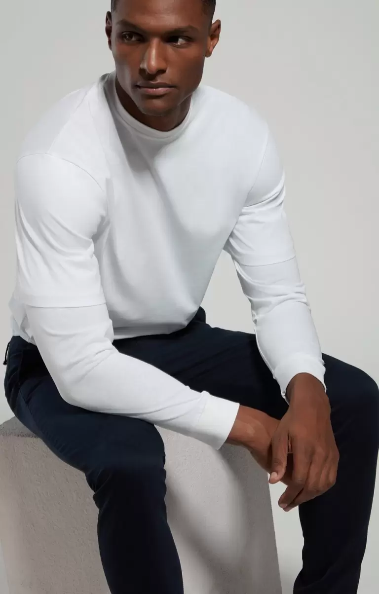 Bikkembergs White Layered Effect Men's T-Shirt Homme T-Shirts