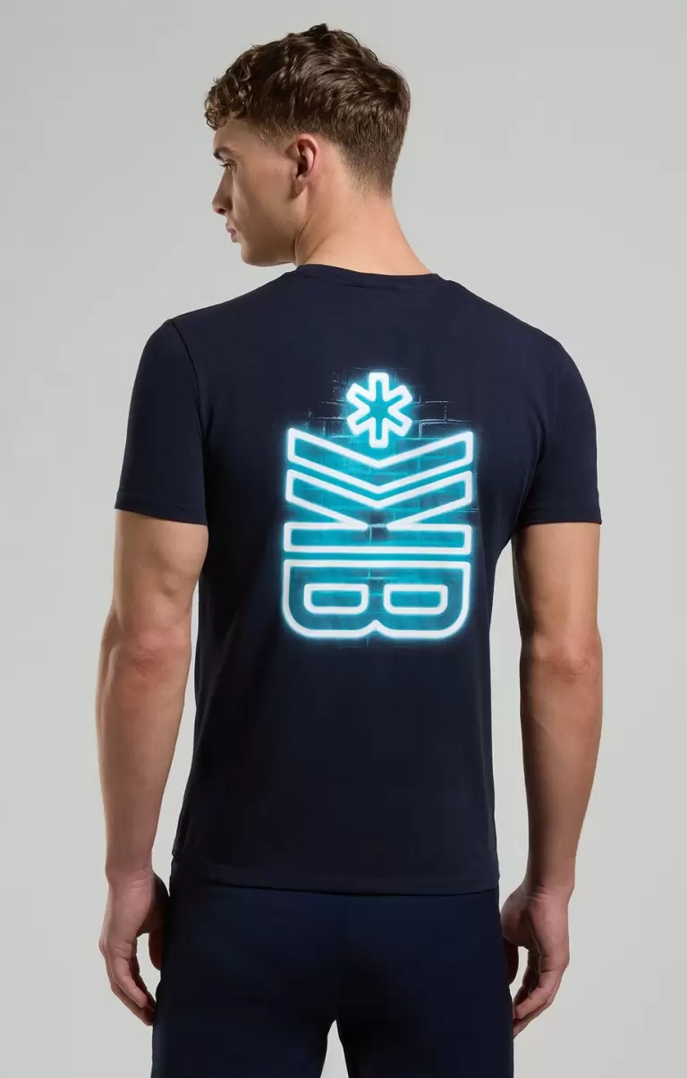 Men's T-Shirt With Neon Print Dress Blues T-Shirts Homme Bikkembergs - 2