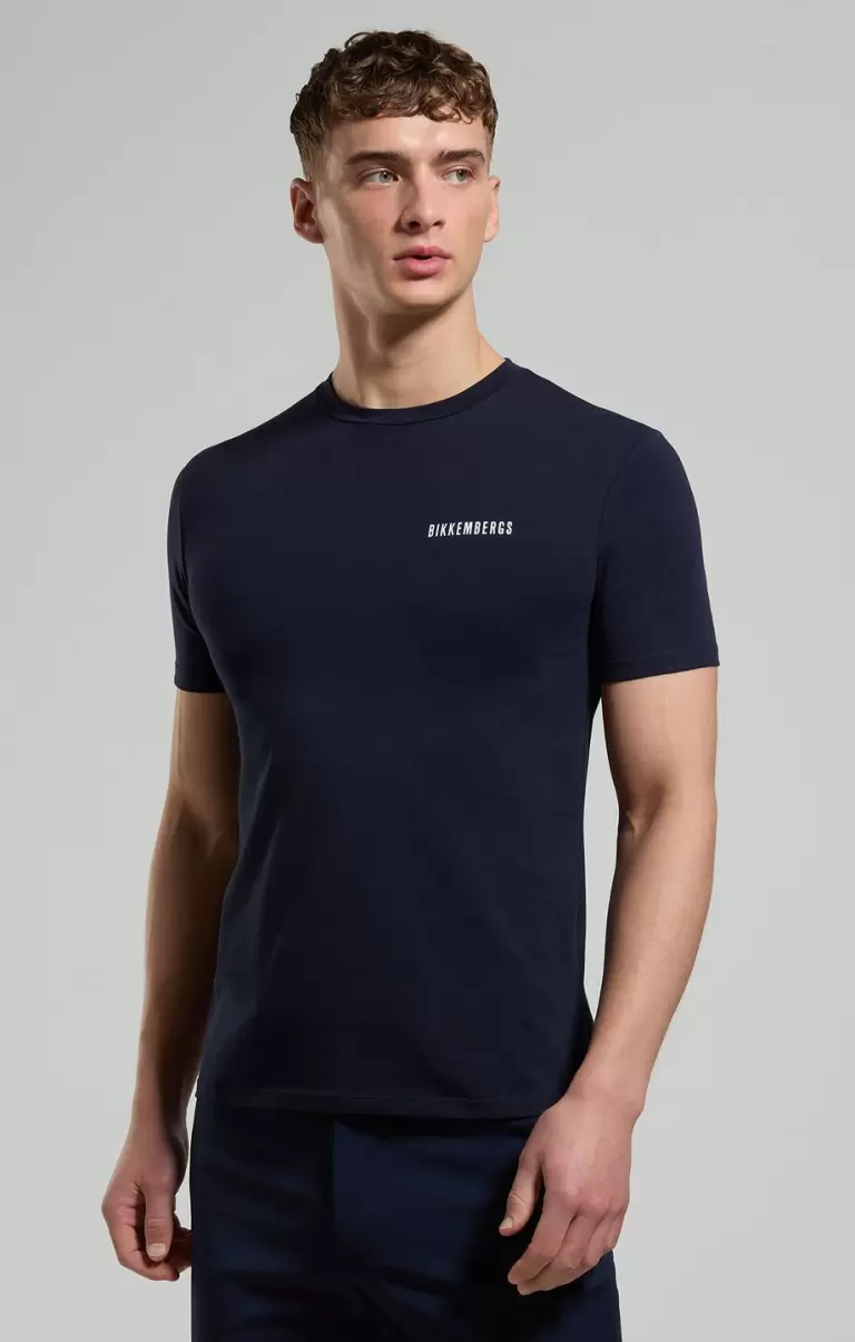 Men's T-Shirt With Neon Print Dress Blues T-Shirts Homme Bikkembergs