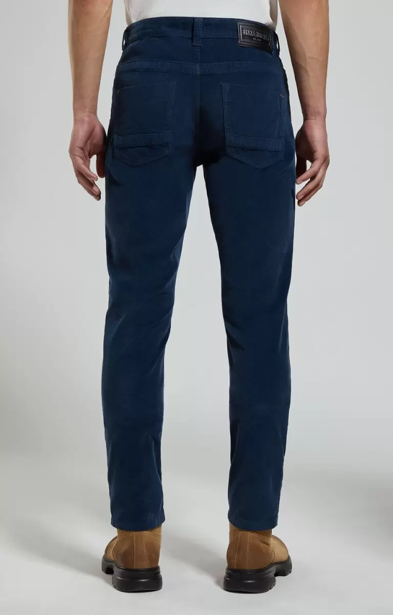 Pantalons Slim Fit Corduroy Men's Pants Bikkembergs Dress Blues Homme - 2