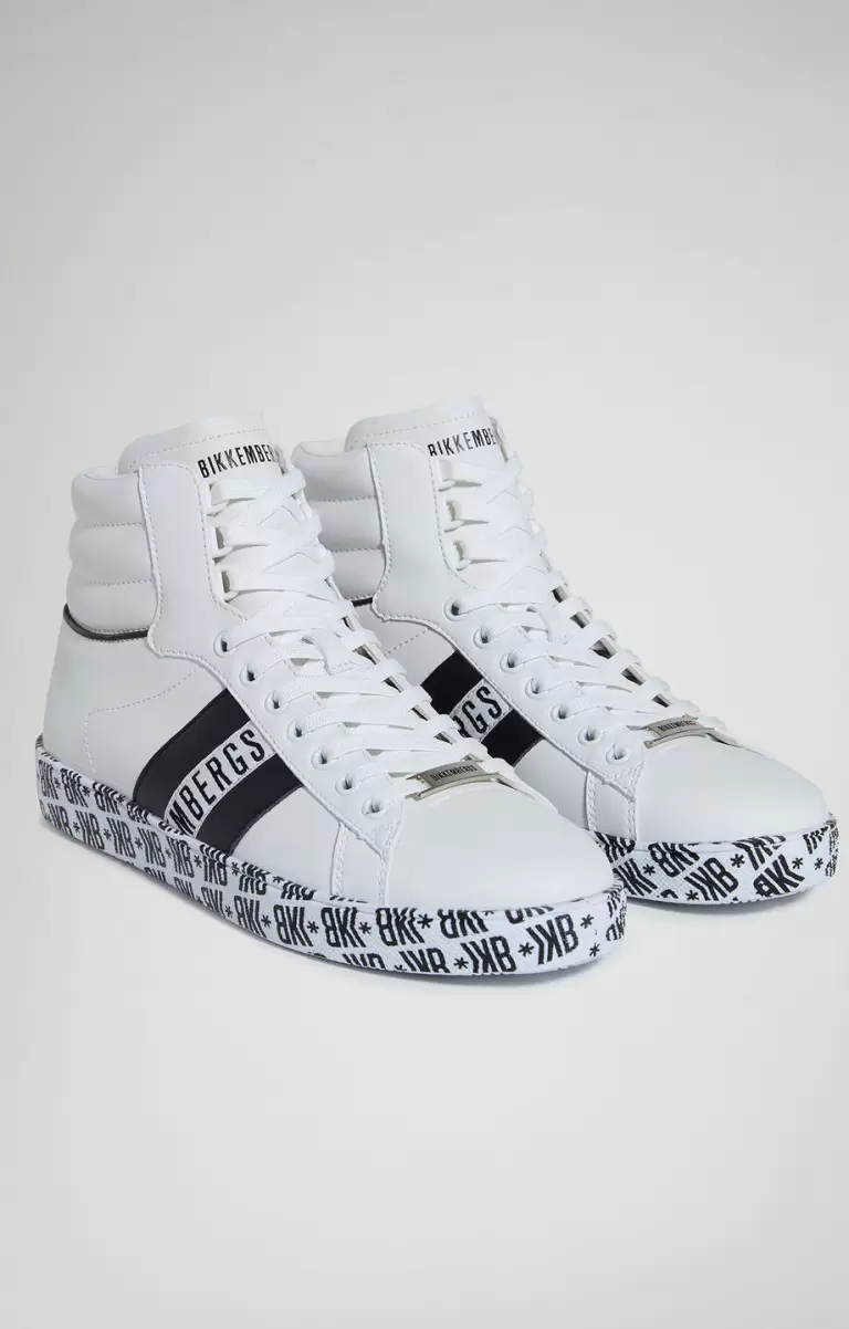 Homme White/Black Recoba M Men's Sneakers With Printed Sole Sneakers Bikkembergs