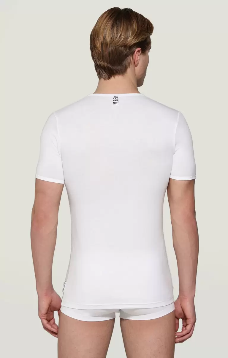 White Bikkembergs Tricots De Peau Homme Men's Round Neck Undershirt - 1