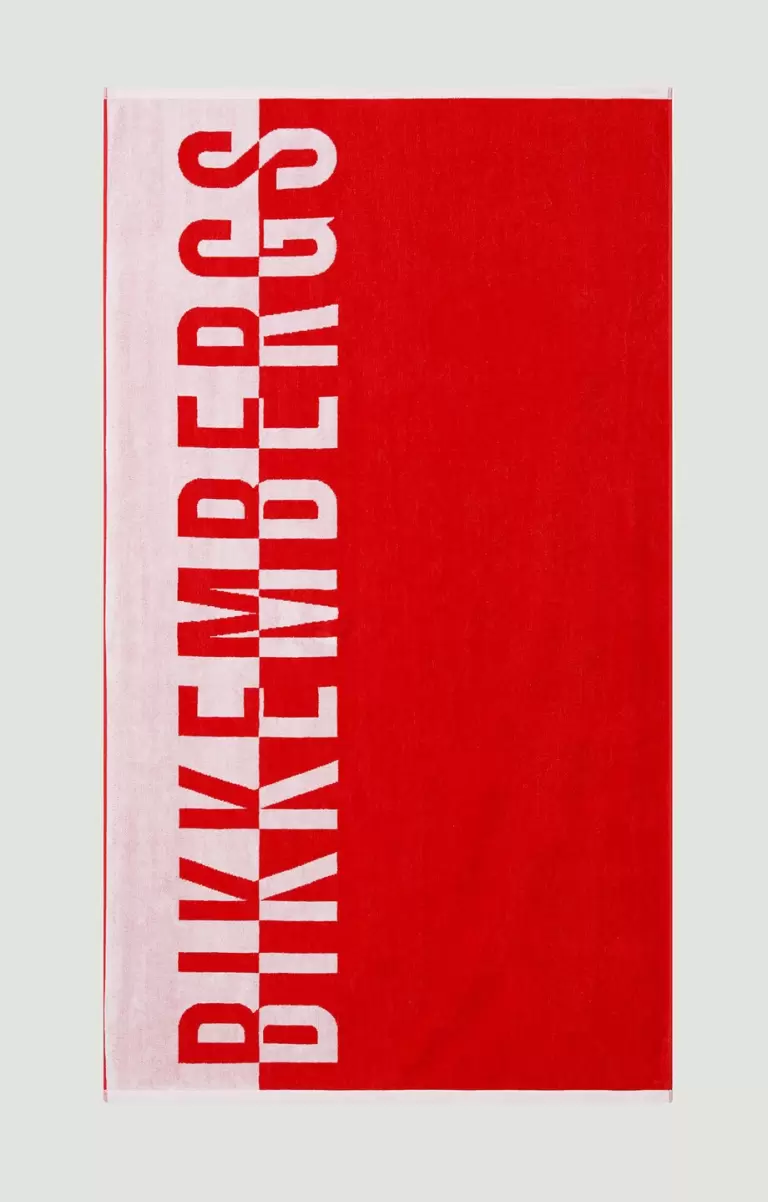 Red Serviettes De Plage Bikkembergs Homme Beach Towel With Double Tape - 1