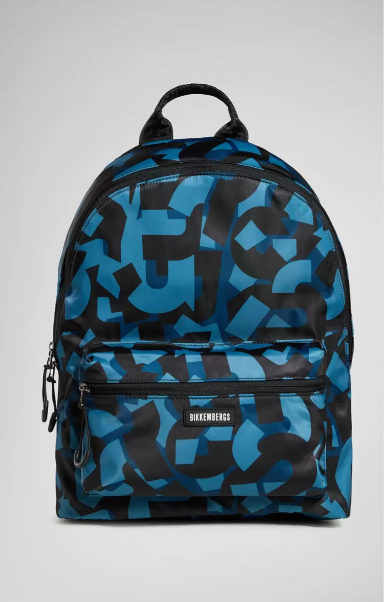 Men's Backpack Bkk-Star Camouflage Homme Bikkembergs Blue Sacs À Dos