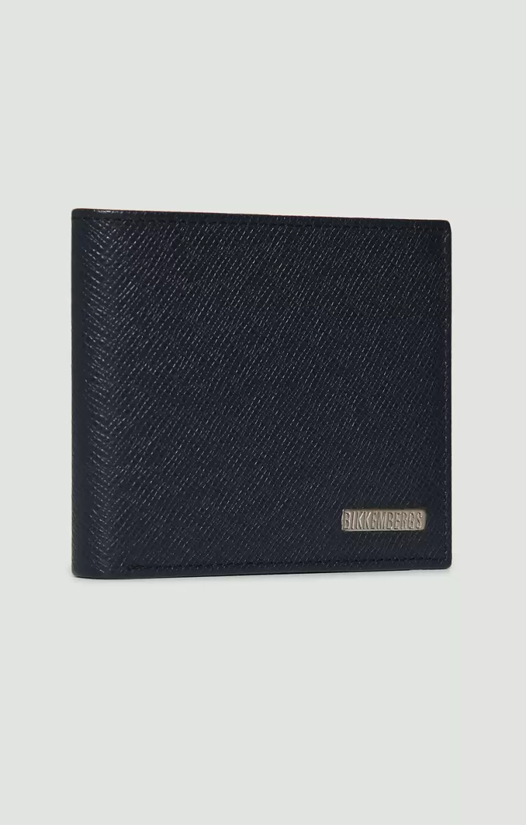 Portefeuilles Homme Bikkembergs 5-Card Mini Rfid Men's Wallet In Textured Leather Navy - 1