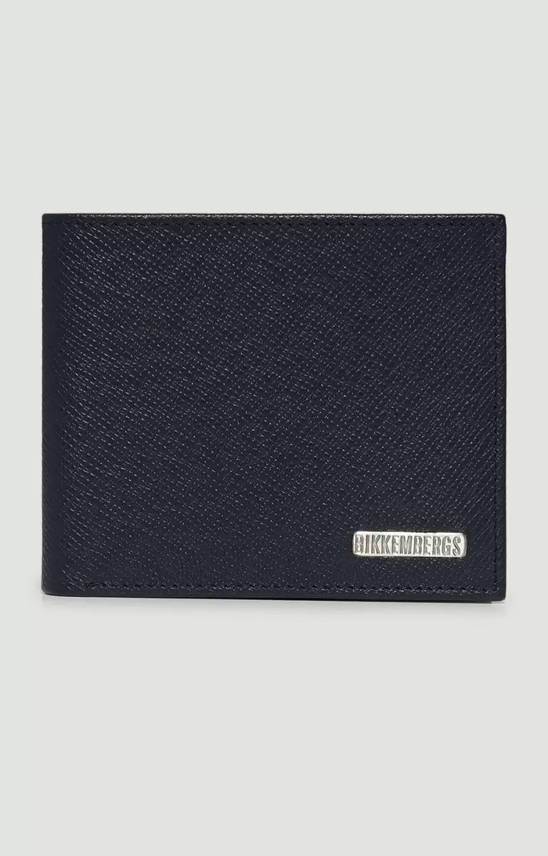 Portefeuilles Homme Bikkembergs 5-Card Mini Rfid Men's Wallet In Textured Leather Navy