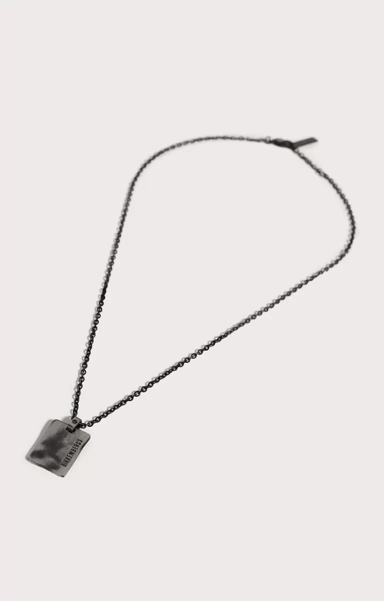 Bikkembergs Men's Necklace With Medal Pendant And Diamond Bijoux Homme Vintage