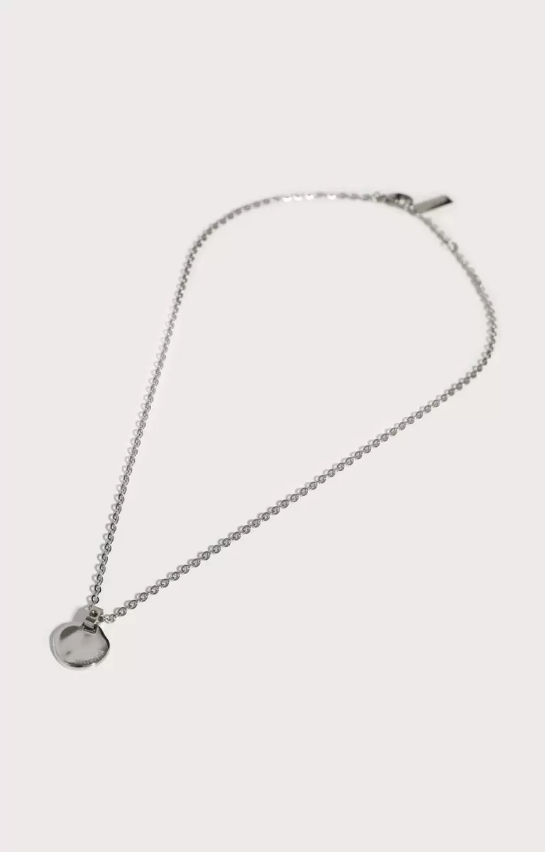 White Homme Bijoux Men's Necklace With Medal Pendant And Diamond Bikkembergs