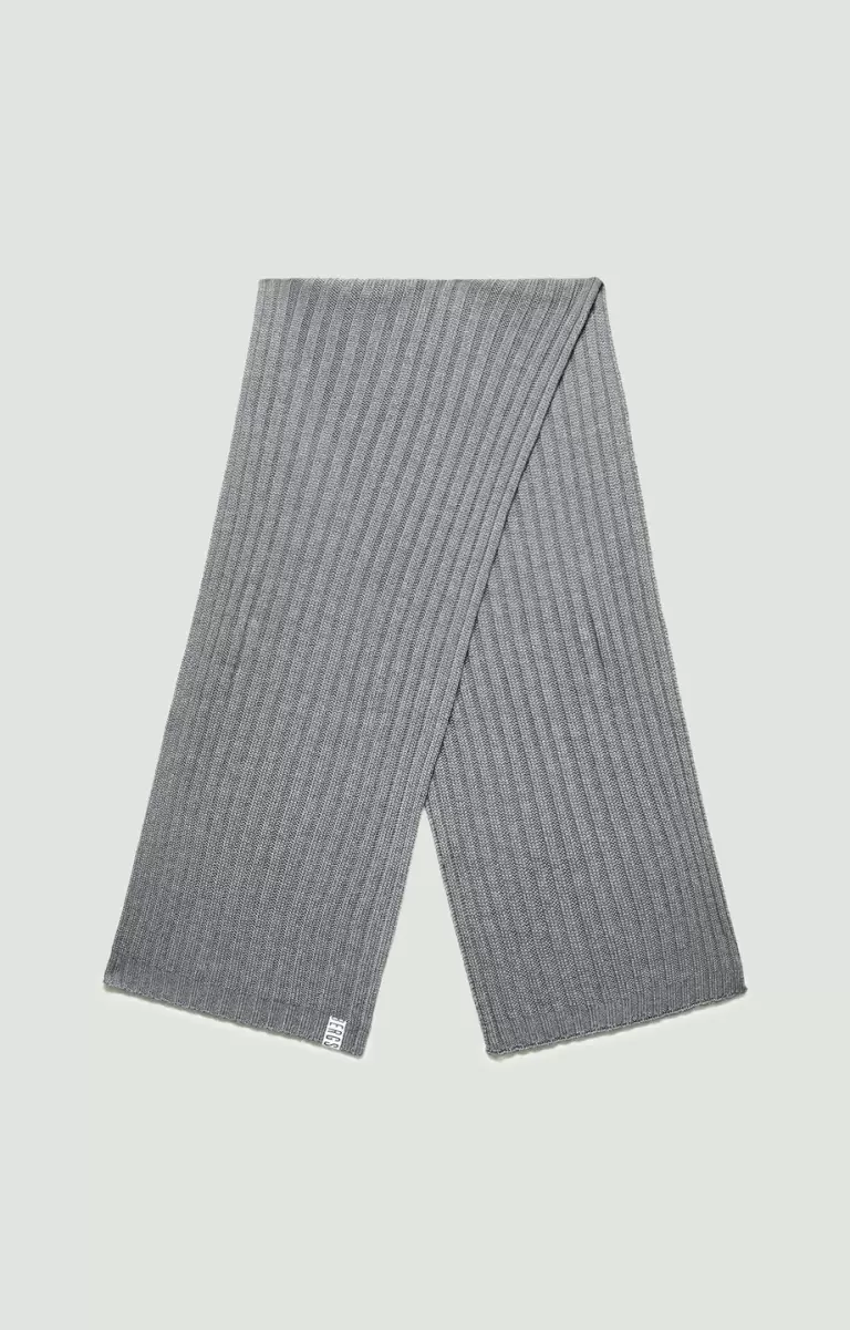 Ribbed Scarf With Tape 40X180 Cm Écharpes Homme Grey Bikkembergs