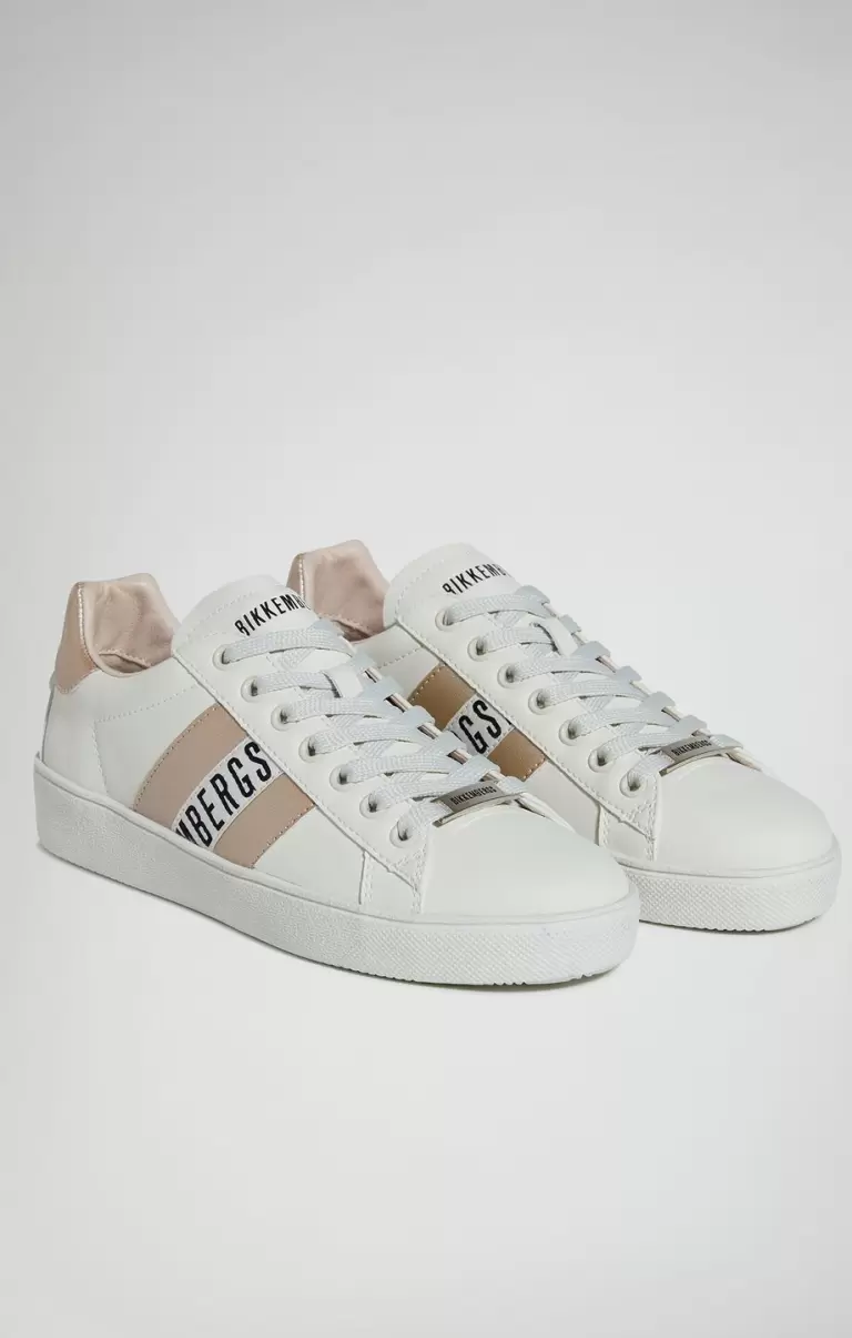 Off White/Gold Bikkembergs Recoba Women's Sneakers Femme Sneakers