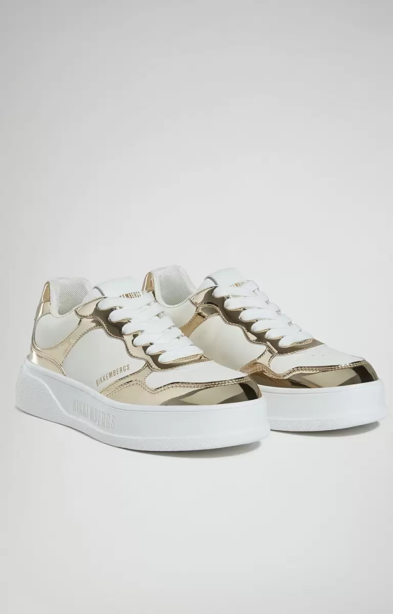Pierce W Women's Sneakers White/Gold Femme Sneakers Bikkembergs