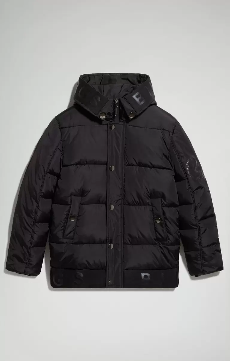 Enfant Boy's Puffer Jacket With Hood Bikkembergs Vestes Black