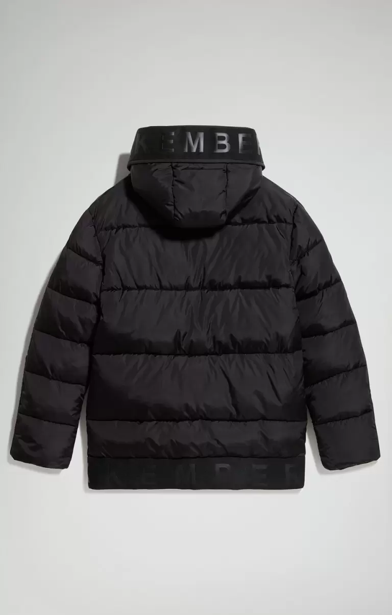 Bikkembergs Enfant Boy's Puffer Jacket With Hood Black Vestes - 1