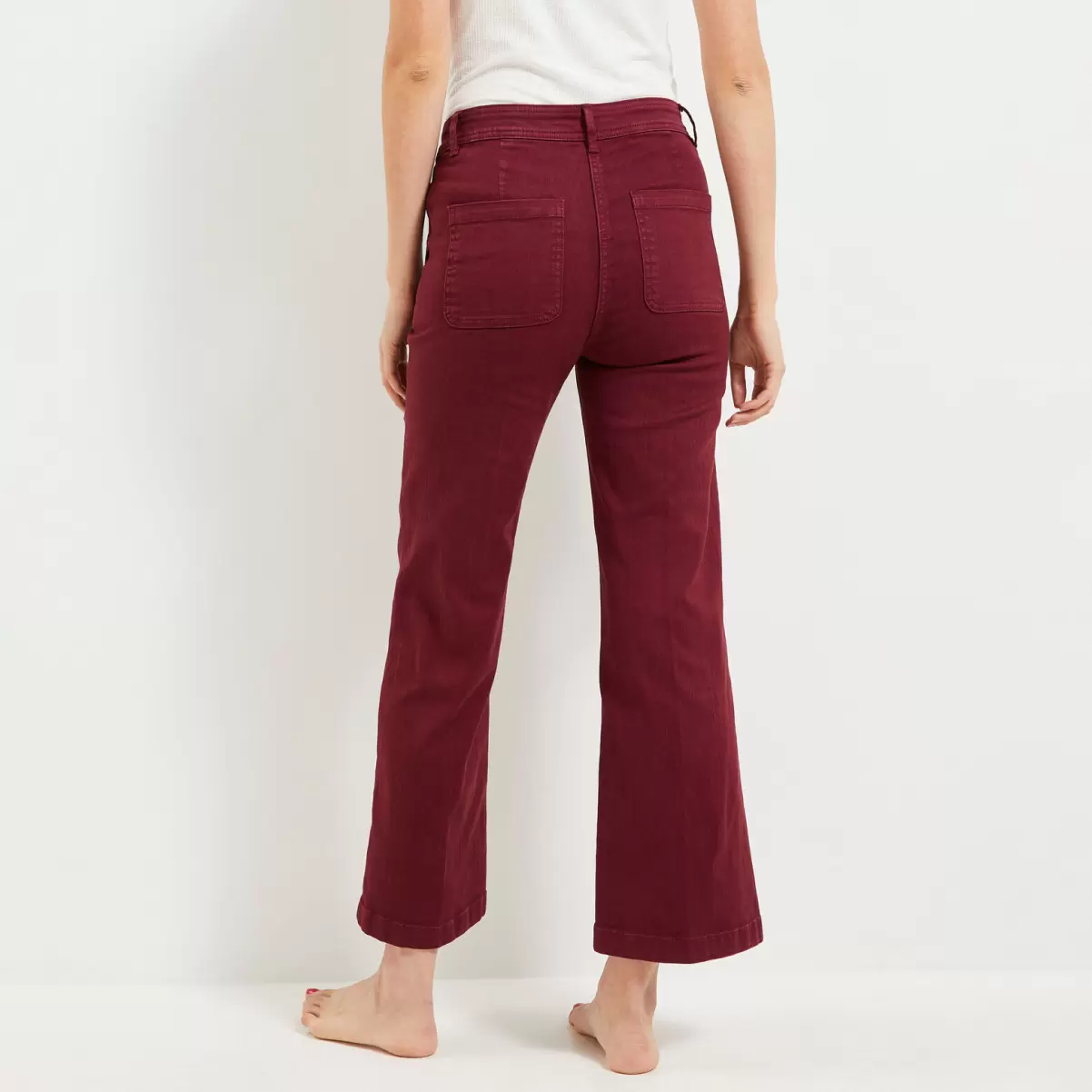 Femme Esthétique Pantalon Flare Raccourci Femme Grain De Malic Jeans Rouge Noirci - 1
