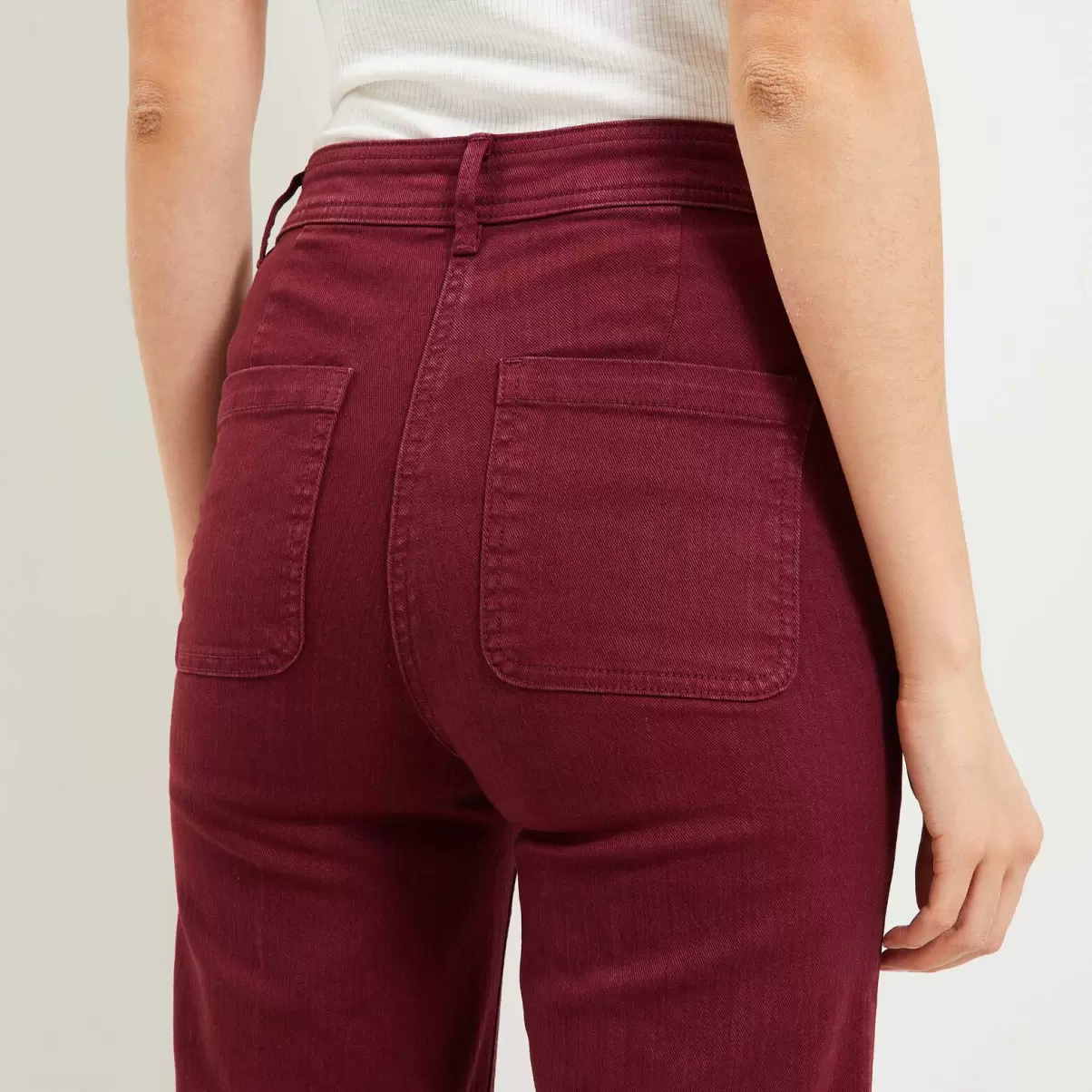 Femme Esthétique Pantalon Flare Raccourci Femme Grain De Malic Jeans Rouge Noirci - 3