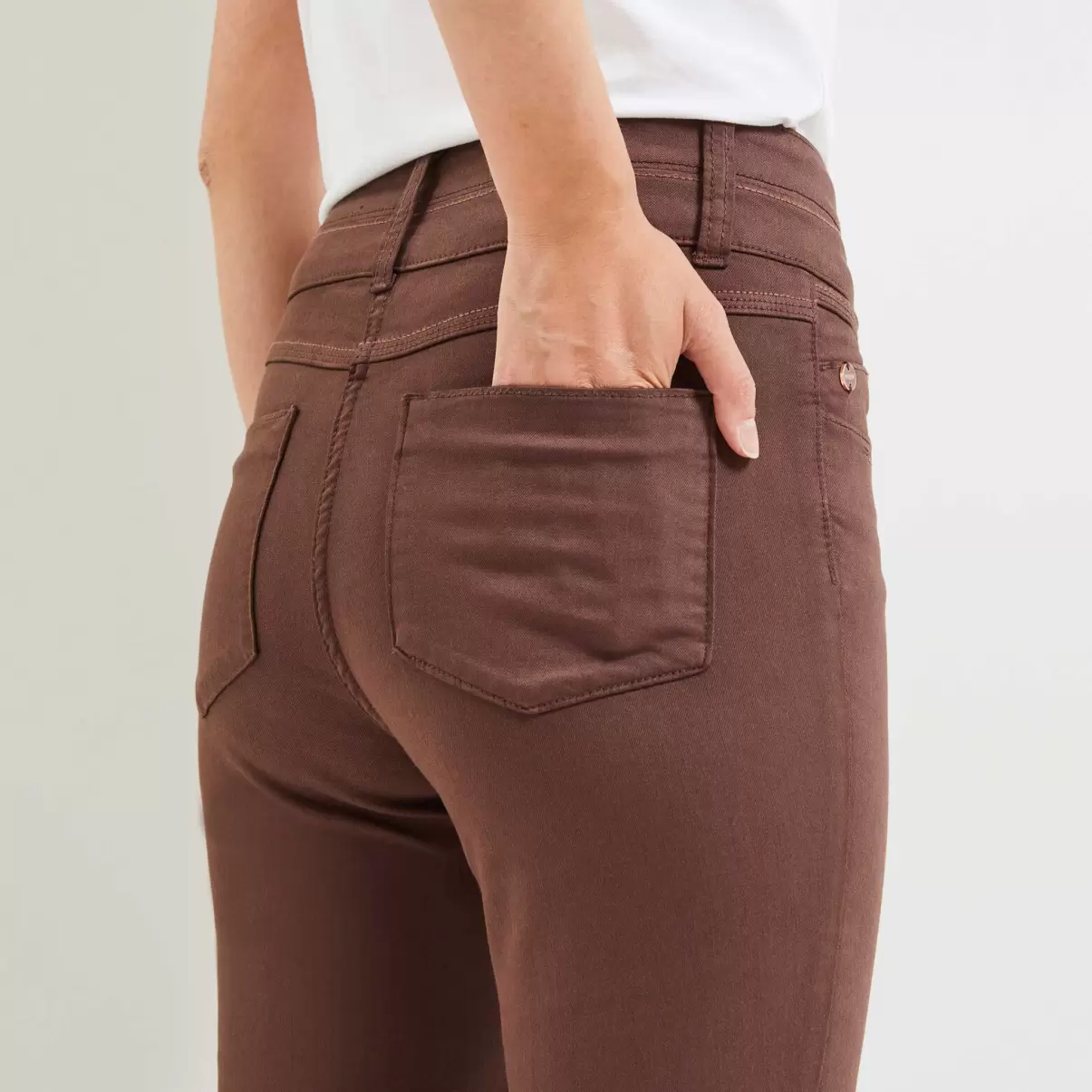 Jeans Slim Taille Haute Marron Femme Grain De Malic Jeans Compter - 3