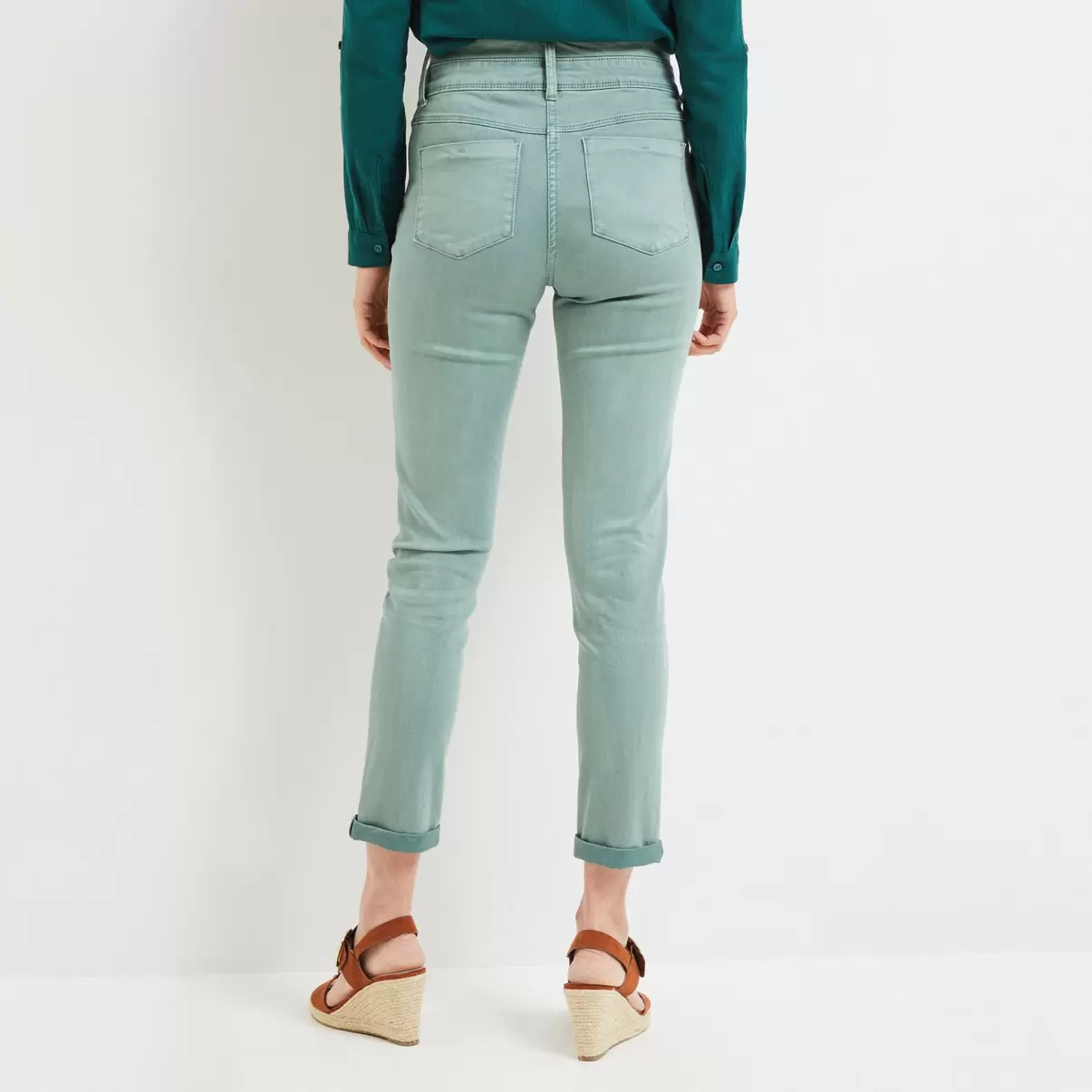 Satisfait Jeans Slim Taille Haute Figari Vert Clair Femme Grain De Malic - 1