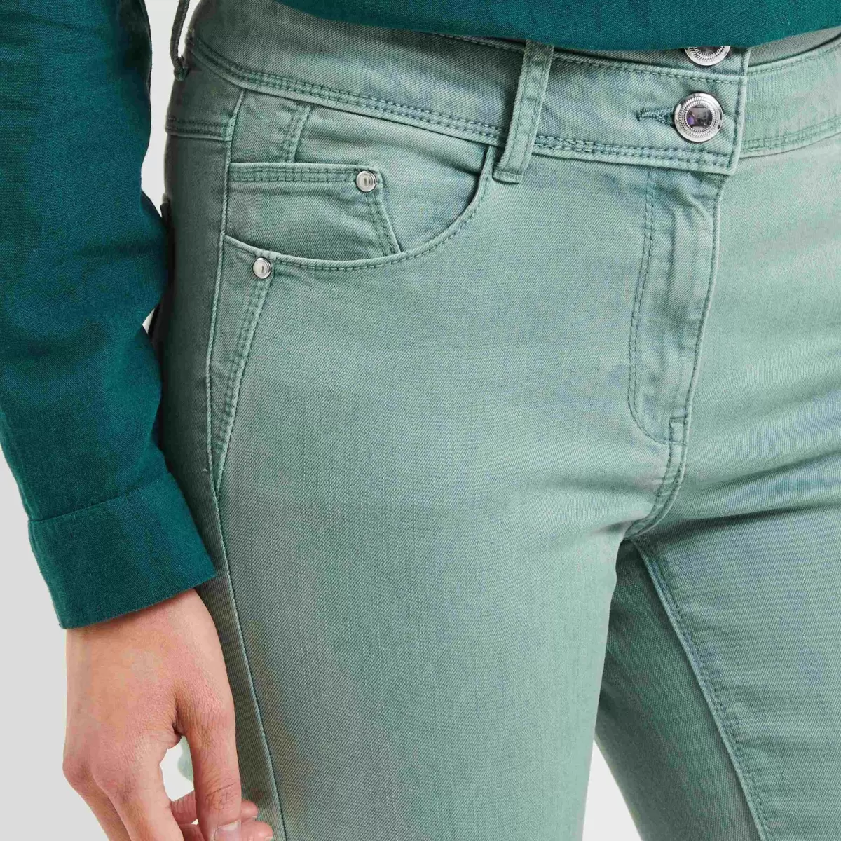 Satisfait Jeans Slim Taille Haute Figari Vert Clair Femme Grain De Malic - 2