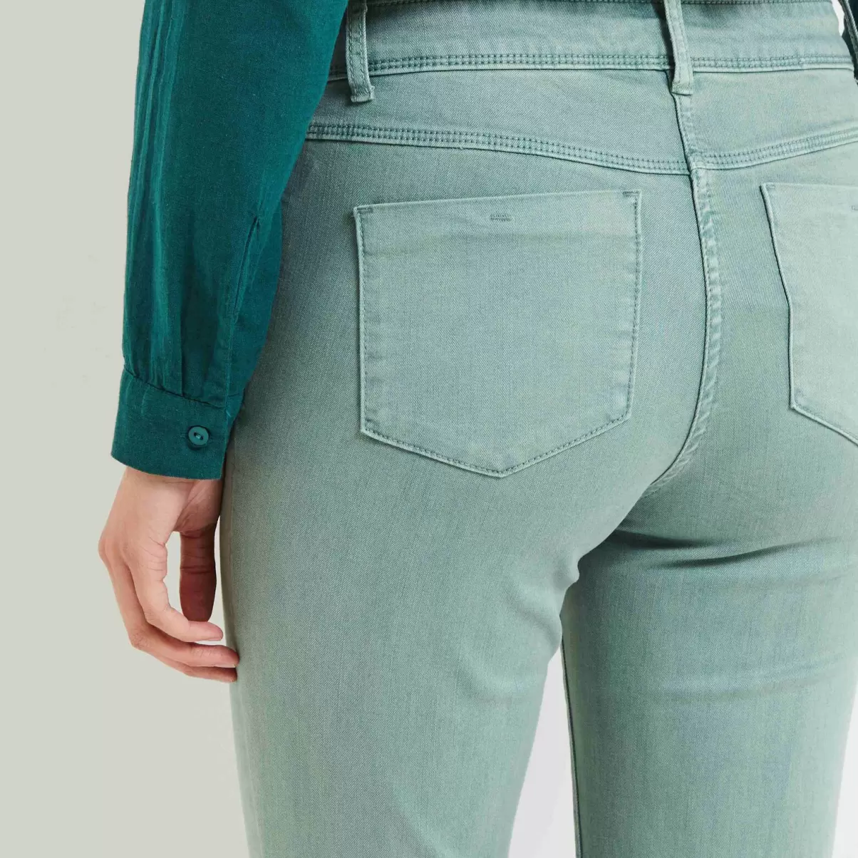 Satisfait Jeans Slim Taille Haute Figari Vert Clair Femme Grain De Malic - 3