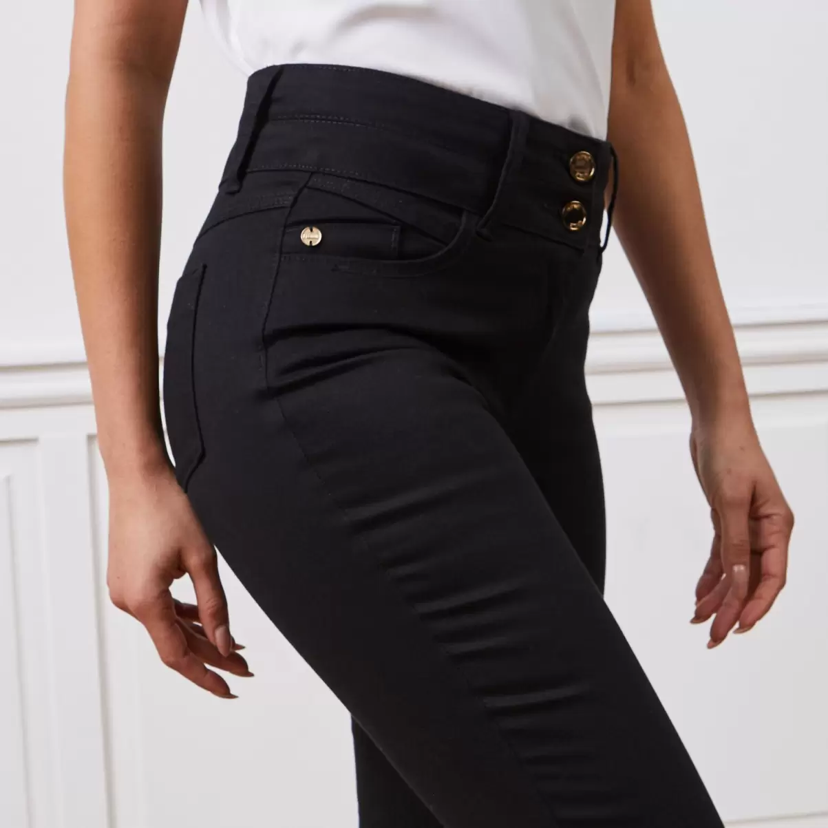 Jean Slim Taille Haute Milan Femme Femme Black Grain De Malic Jeans Propre - 2