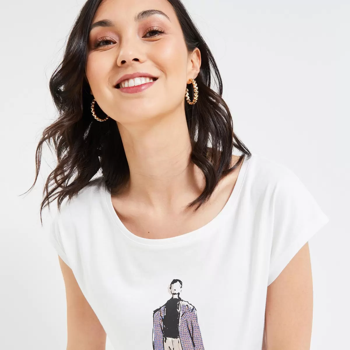 Grain De Malic Élégant Tshirt Print Femme T-Shirts & Tops Femme Blanc Casse - 3