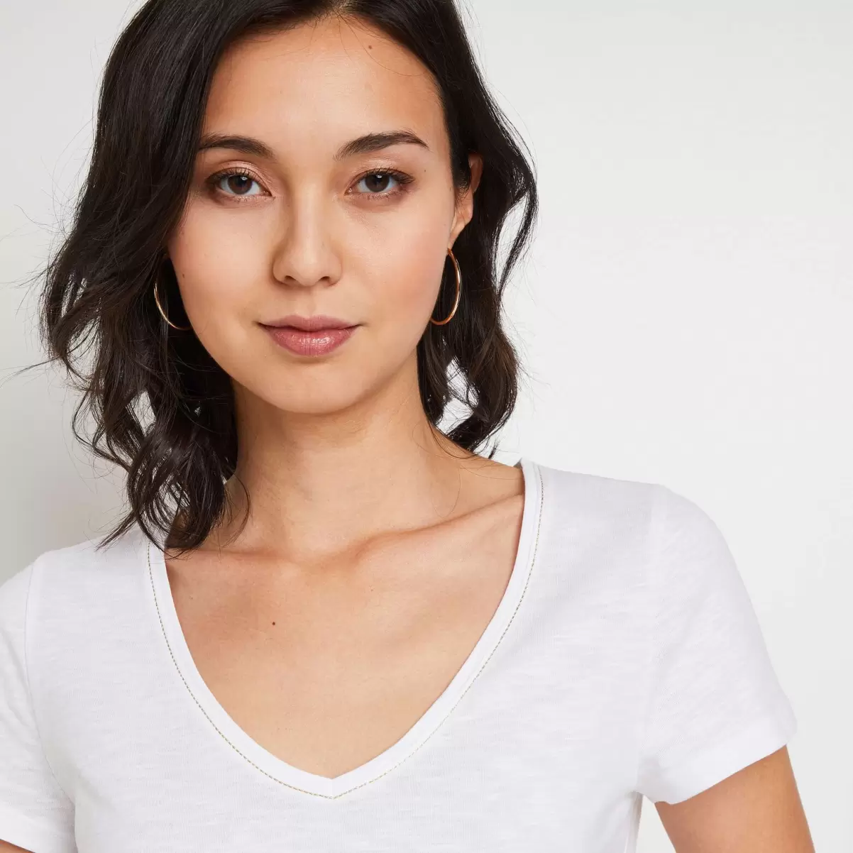 Blanc T-Shirt Manches Courtes V Femme Femme Grain De Malic Collection T-Shirts & Tops - 2