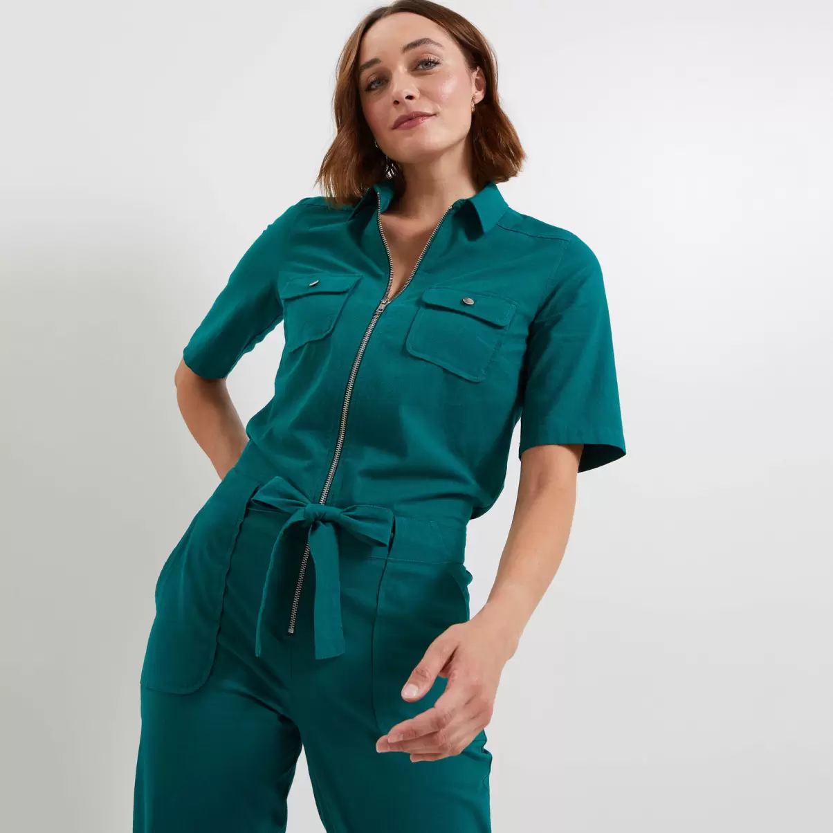 Robes Vert Femme Grain De Malic Combinaison Pantalon Zippée Femme Réduction De Prix - 2